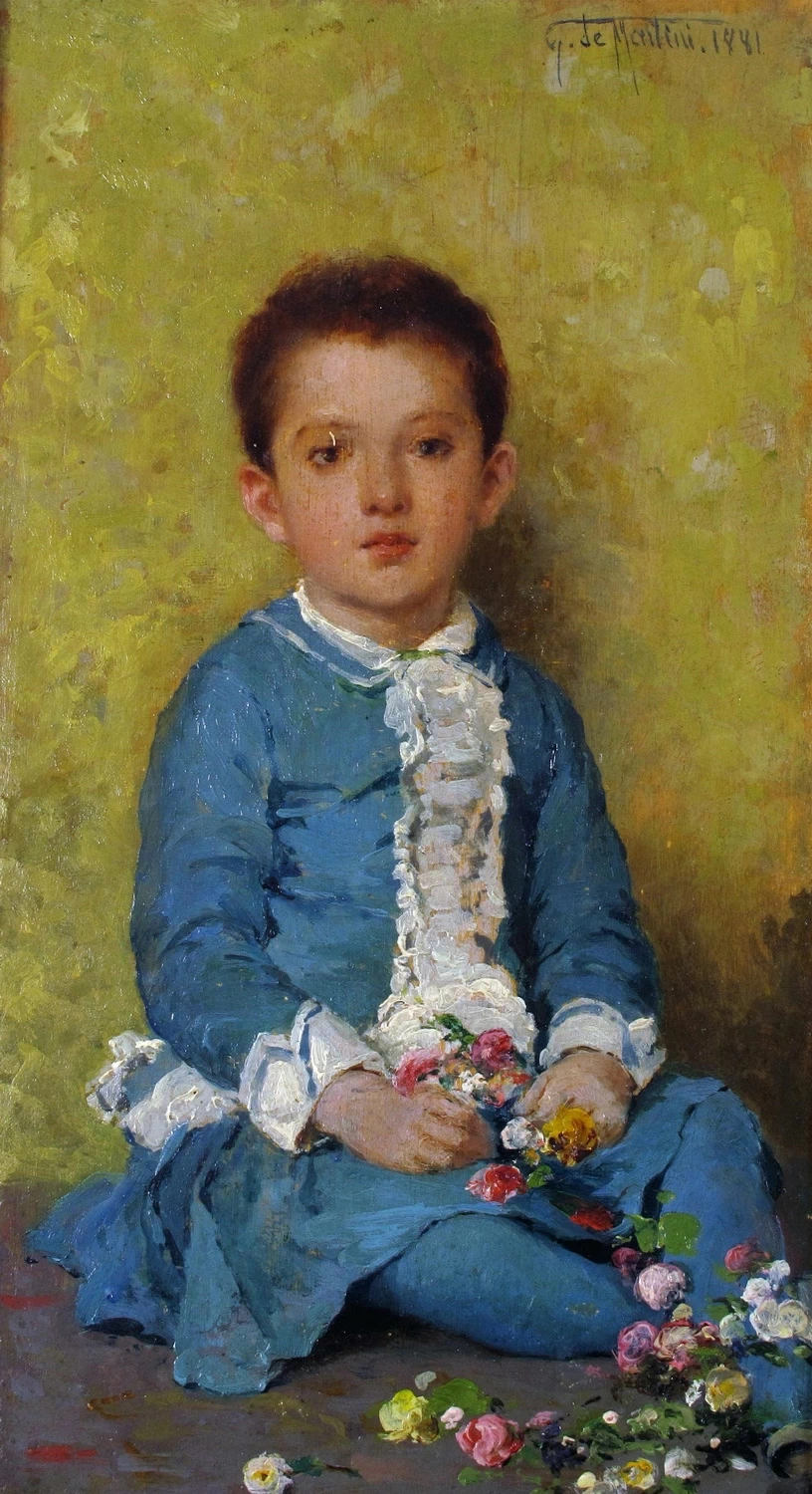 Ritratto di bambino con fiori